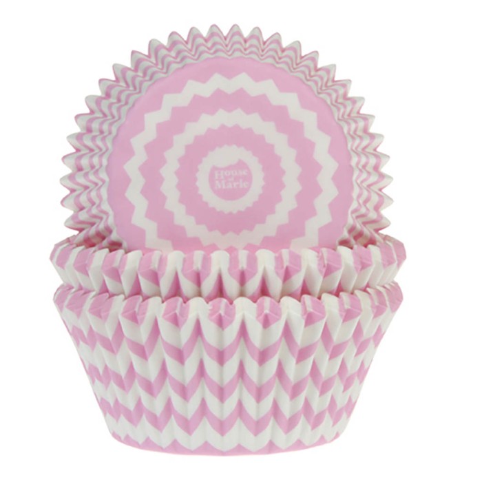 Cápsulas cupcakes chevron rosa 50und