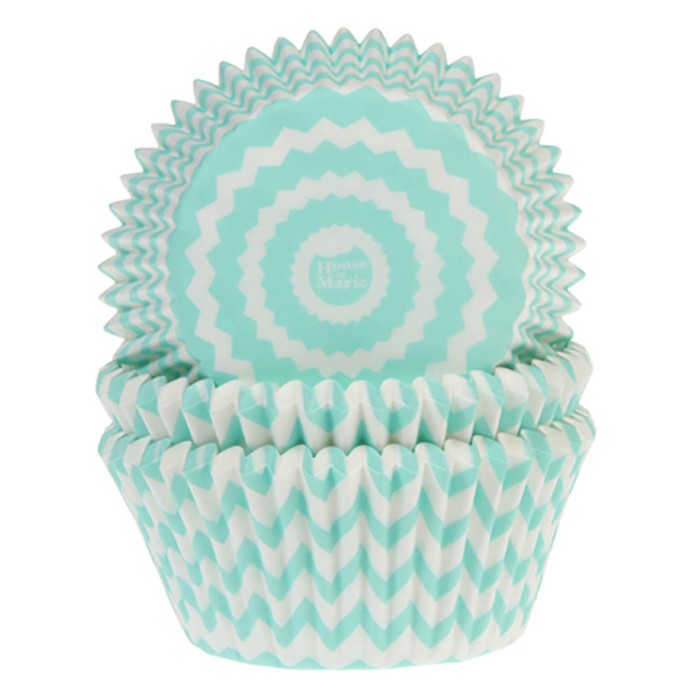 Cápsulas cupcakes chevron menta 50und