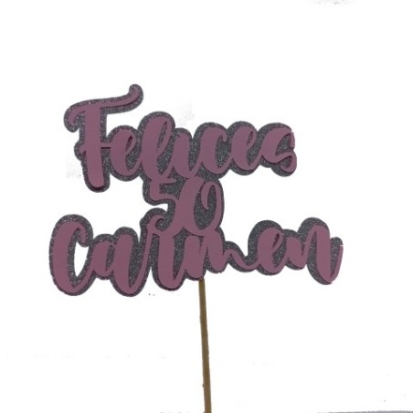 Topper tarta cumpleaños-  Felices nº + nombre