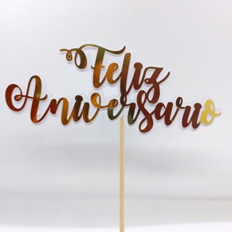 TOPPER FELIZ ANIVERSARIO 2 CAPAS