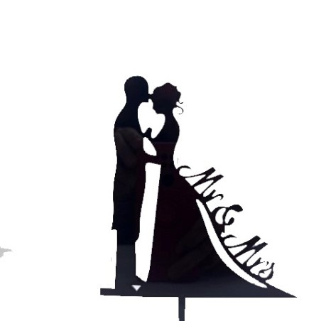 Topper tarta Boda - Cola MR&MRS negro