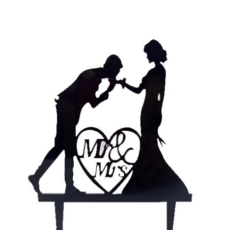 Topper tarta boda - Novios beso