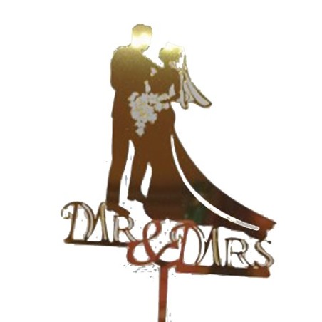 Topper tarta boda - Abrazo oro