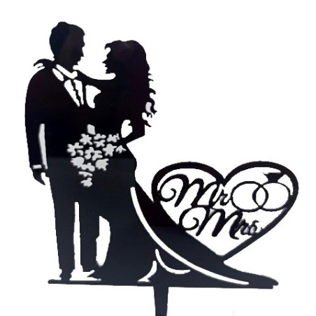 Topper tarta boda- negro corazón
