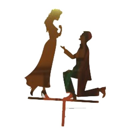 Topper tarta boda - Novio de rodillas oro