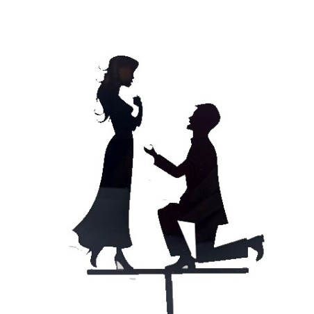 Topper tarta boda- Novio de rodillas negro