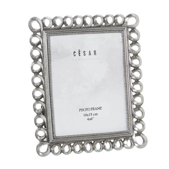 MARCO DE FOTOS 10X15CM PLATEADO CALADO