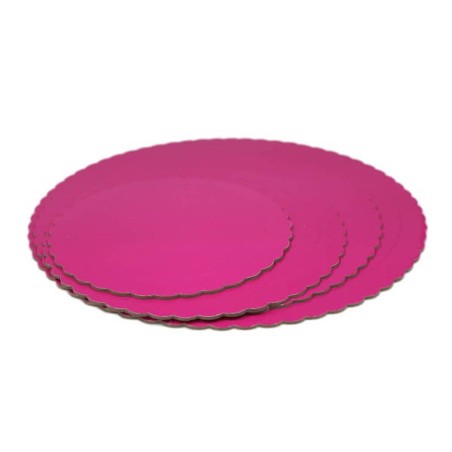 Base para tarta 20cm 3mm rosa ondulada