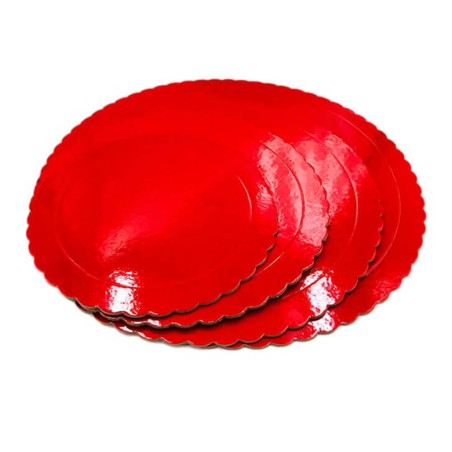 Base tarta roja 25cm 3mm - ondulada roja
