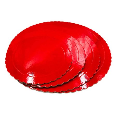 Base tarta roja 35cm 3mm - ondulada roja