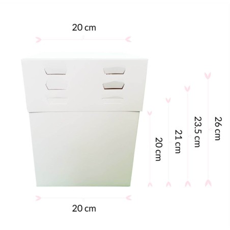 CAJA PARA TARTA 20X20X20/21/23.5/26CM BLANCA