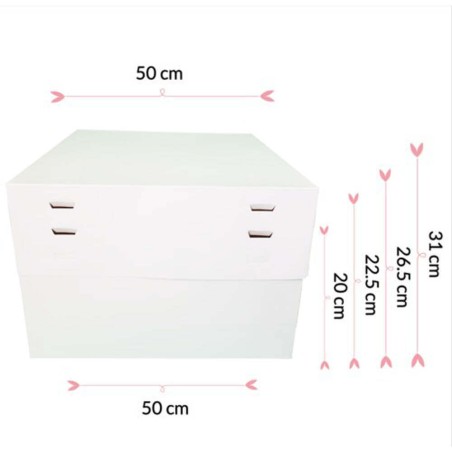 CAJA PARA TARTA 50X50CM 4 ALTURAS BLANCA