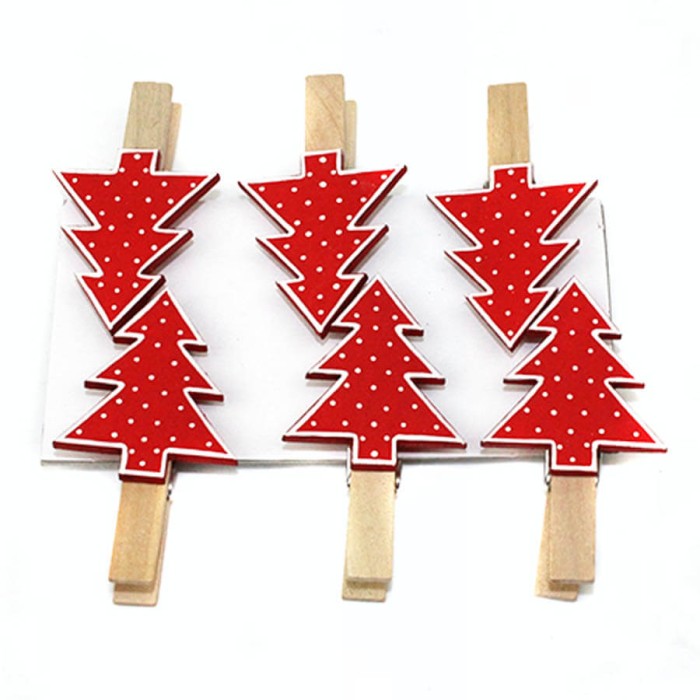 6 PINZAS ARBOL ROJO /12