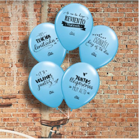 10 GLOBOS AZULES FRASES