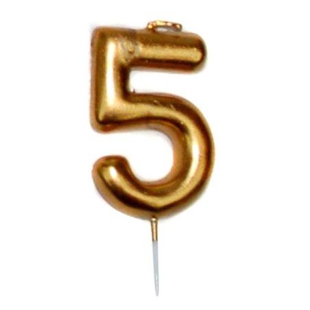 VELA CUMPLEAÑOS Nº 5 DORADA