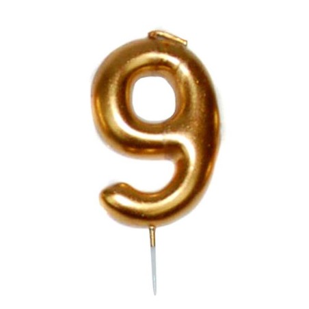 VELA CUMPLEAÑOS Nº 9 DORADA