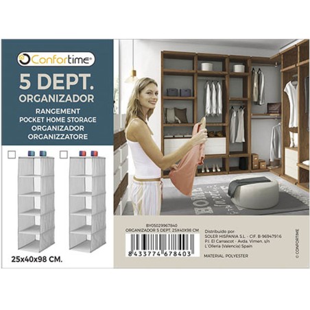 ORGANIZADOR 5 DEPARTAMENTOS 25X40X98CM