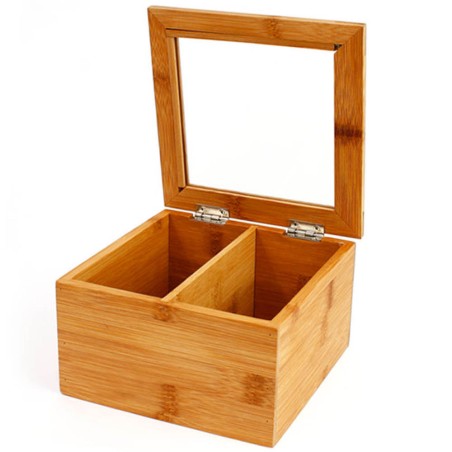 CAJA DE TÉ 15.5X15.5CM BAMBU