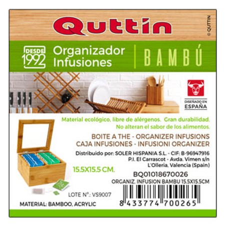 CAJA DE TÉ 15.5X15.5CM BAMBU
