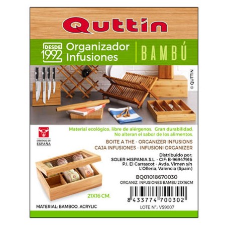 CAJA DE TÉ 21X16CM BAMBÚ