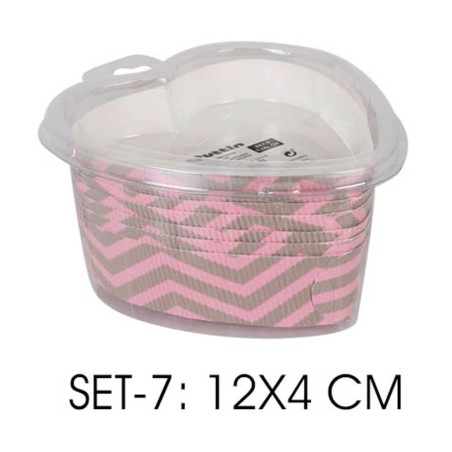 7 Moldes desechables corazón 12x4cm