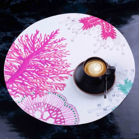 Mantel individual redondo - coral