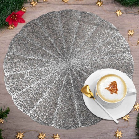 Mantel individual redondo plata