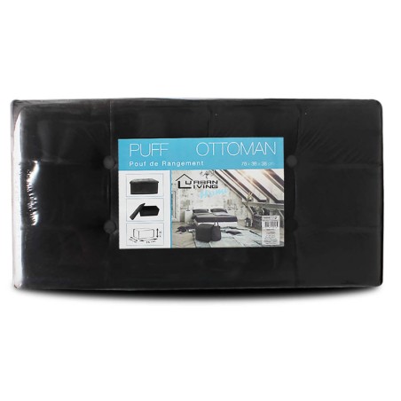 PUFF NEGRO 76X38CM TERCIOPELO