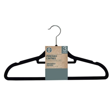 3 perchas terciopelo negro