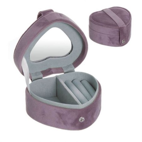 JOYERO CON ESPEJO CORAZON TERCIOPELO