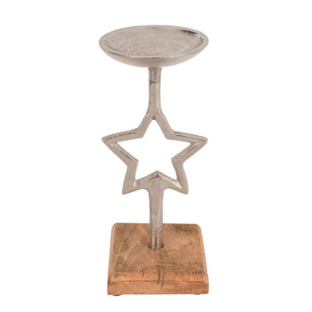 PORTAVELA ESTRELLA PLATEADO 25X17CM 