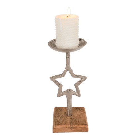PORTAVELA ESTRELLA PLATEADO 25X17CM 