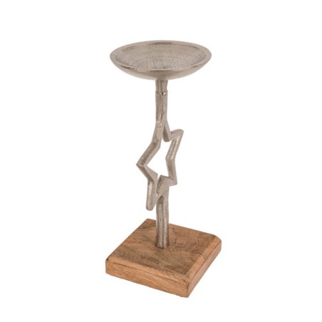 PORTAVELA ESTRELLA PLATEADO 25X17CM 