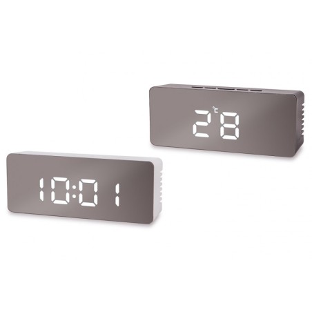 RELOJ DESPERTADOR LED ESPEJO