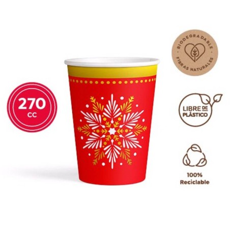 6 VASOS DE CARTÓN - ROJO COPO