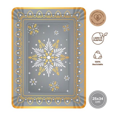 BANDEJA CARTON PLATA 25X34CM