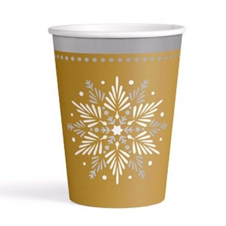 6 VASOS DE CARTÓN - ORO 270CC