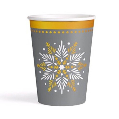 6 VASOS DE CARTÓN - PLATA 270CC