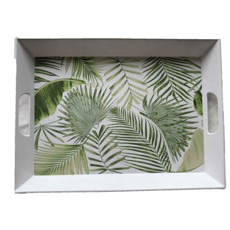 BANDEJA CON ASAS 37.5X50.5X5CM HOJAS VERDES