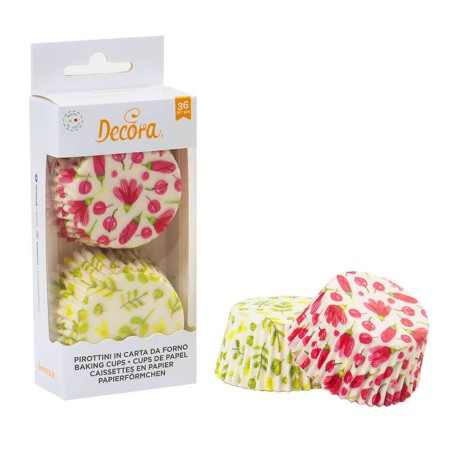 Cápsulas para cupcakes - Flores de acuarela 36 und