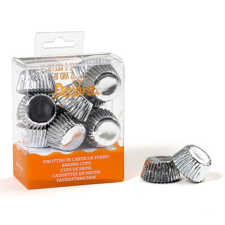 Mini cápsulas cupcakes plata 180und