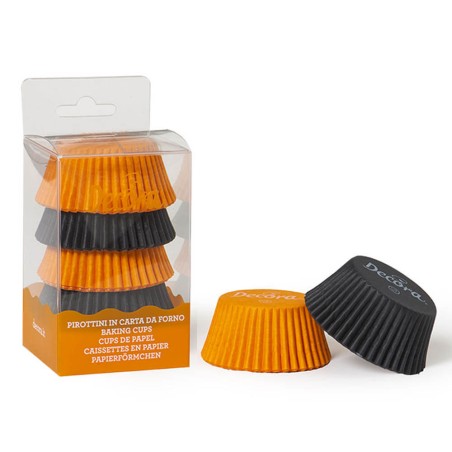 Cápsulas para cupcakes - Naranja/negro 75und