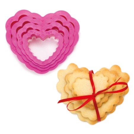 4 cortadores galletas corazón rizado
