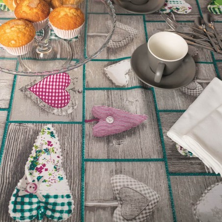 Mantel antimanchas corazones 150x200cm