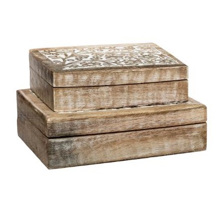 CAJA DE MADERA DECORADA - RITUAL 25X17,5X7,5CM