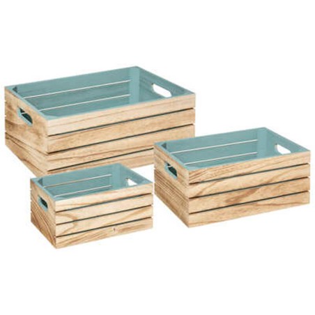 CAJA DE MADERA - AZUL 35X25X15CM