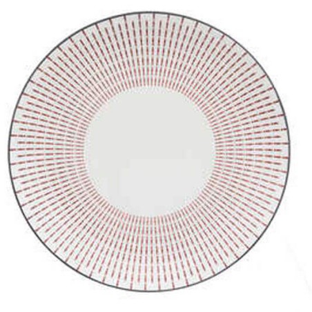 PLATO LLANO 26CM LÍNEAS ROJAS