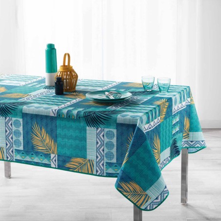 MANTEL ANTIMANCHAS 150X240CM AZUL