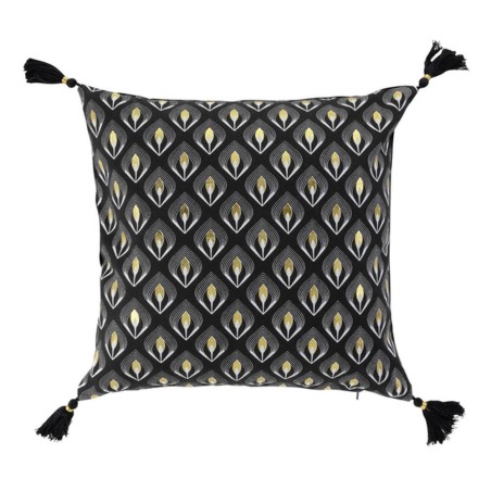 COJIN 40X40CM NEGRO POMPON 