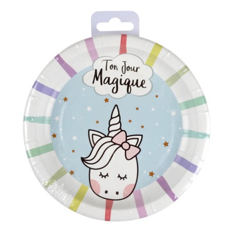 6 PLATOS UNICORNIO 18.5CM